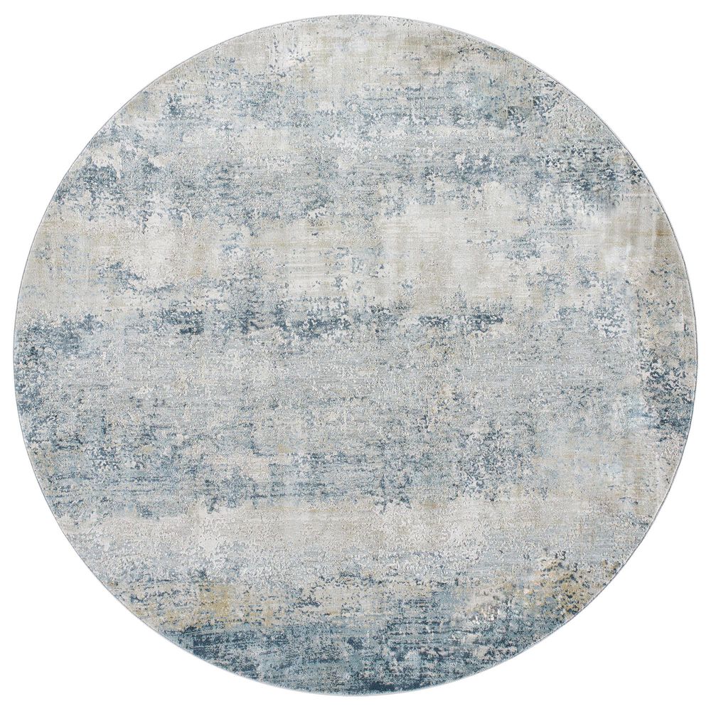 Surya Brunswick 6"7" Round Dusty Sage, Taupe, Light Gray, White, Pale Blue, Olive, Navy and Teal Area Rug, , large