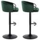 LumiSource Claire Swivel Adjustable Barstool with Green Velvet Upholstery in Black (Set of 2), , large
