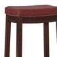 Linon Home Decor Claridge Bar Stool with Red Cushion in Rich Brown, , large