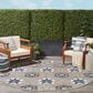 Nourison Aloha 7"10" Round Grey and Blue Indoor/Outdoor Area Rug, , large