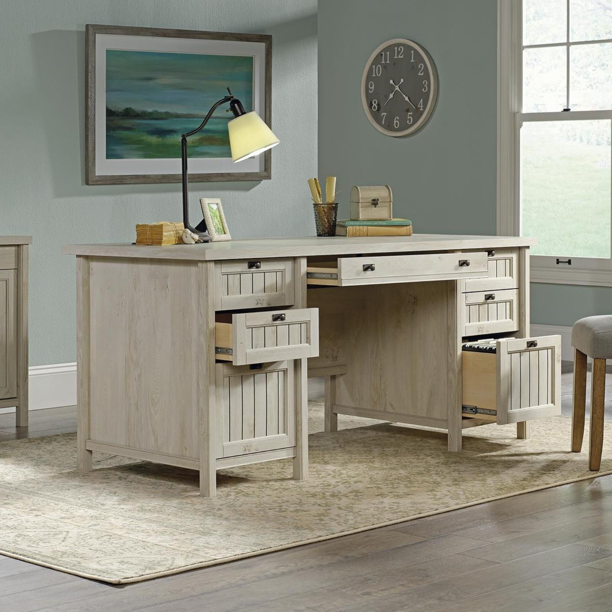 Sauder Costa Executive Desk in Chalked Chestnut NFM