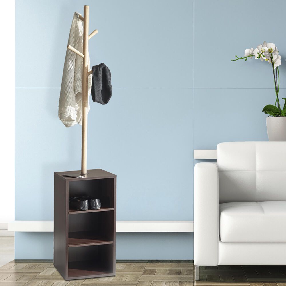 Adesso Hutch Storage Coat Rack in Walnut and Natural NFM