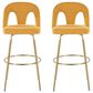LumiSource Ava Swivel Bar Stool with Yellow Fabric Upholstery in Gold (Set of 2), , large
