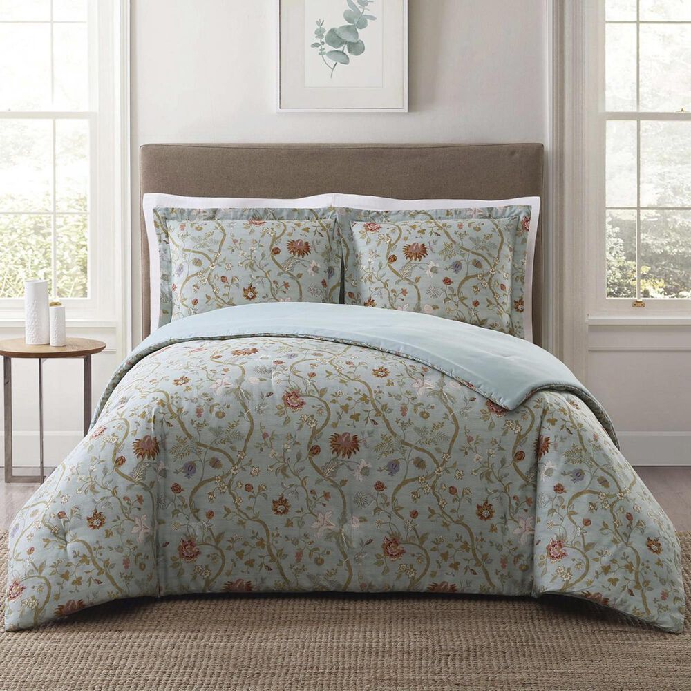Pem America Style 212 3-Piece Full/Queen Bedford Comforter Set in Blue  and  Blush, , large