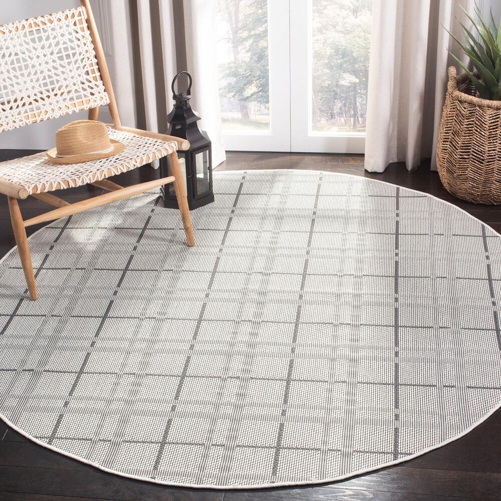 Safavieh Bermuda BMU803B 5&#39; Round Ivory and Grey Indoor/Outdoor Area Performance Rug, , large