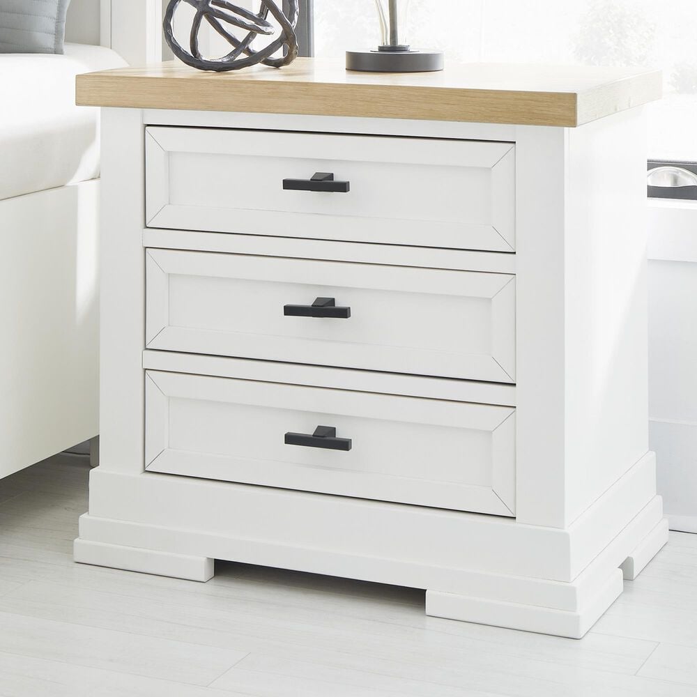 Ashley Ashbryn Nightstand in White and Natural with USB Ports, , large