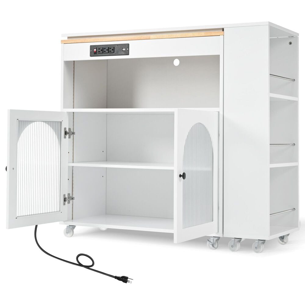HOMLUX 56" Kitchen Island with Extended Table in White, , large