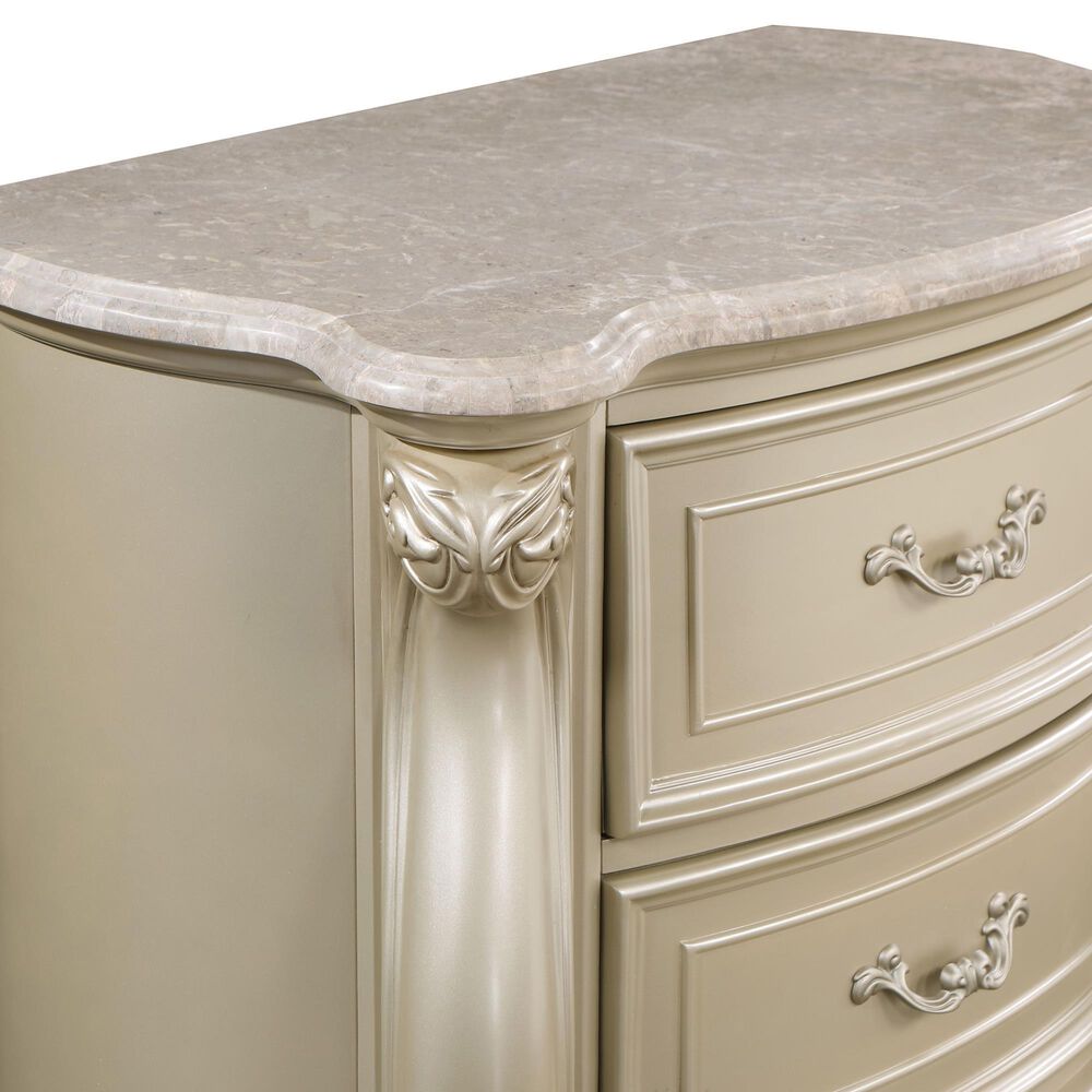 New Heritage Monique 2-Drawer Nightstand with Marble Top in Champagne, , large