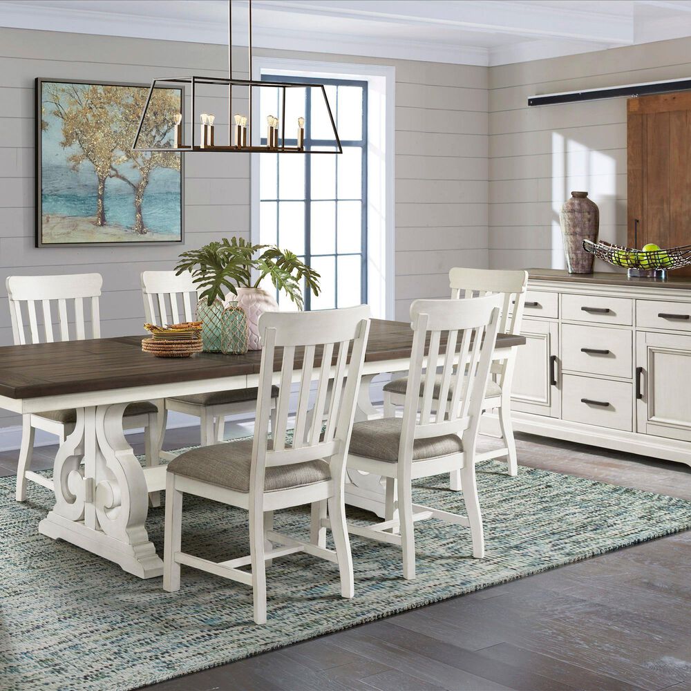 Hawthorne Furniture Drake Slat Back Side Chair w/Cushion Seat in Rustic Gray and French Oak, , large