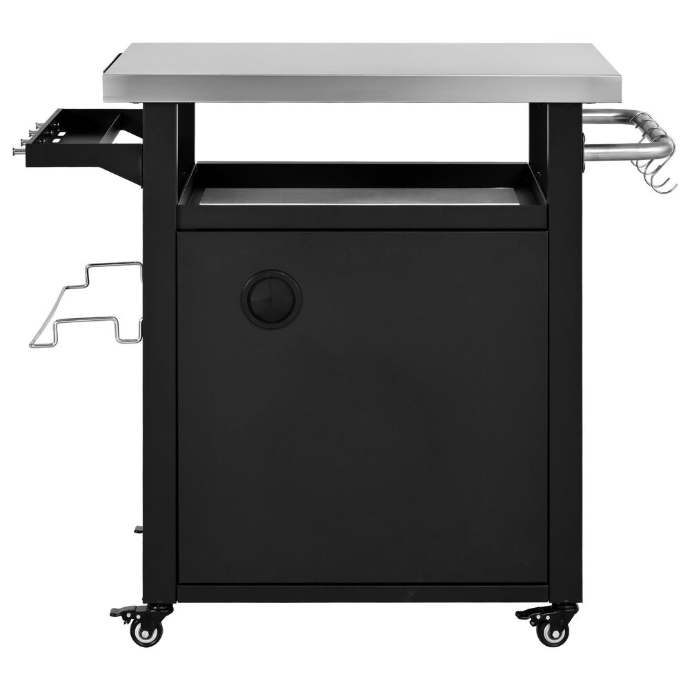 HOMLUX 39.5" Outdoor Kitchen Island in Black and Stainless Steel, , large