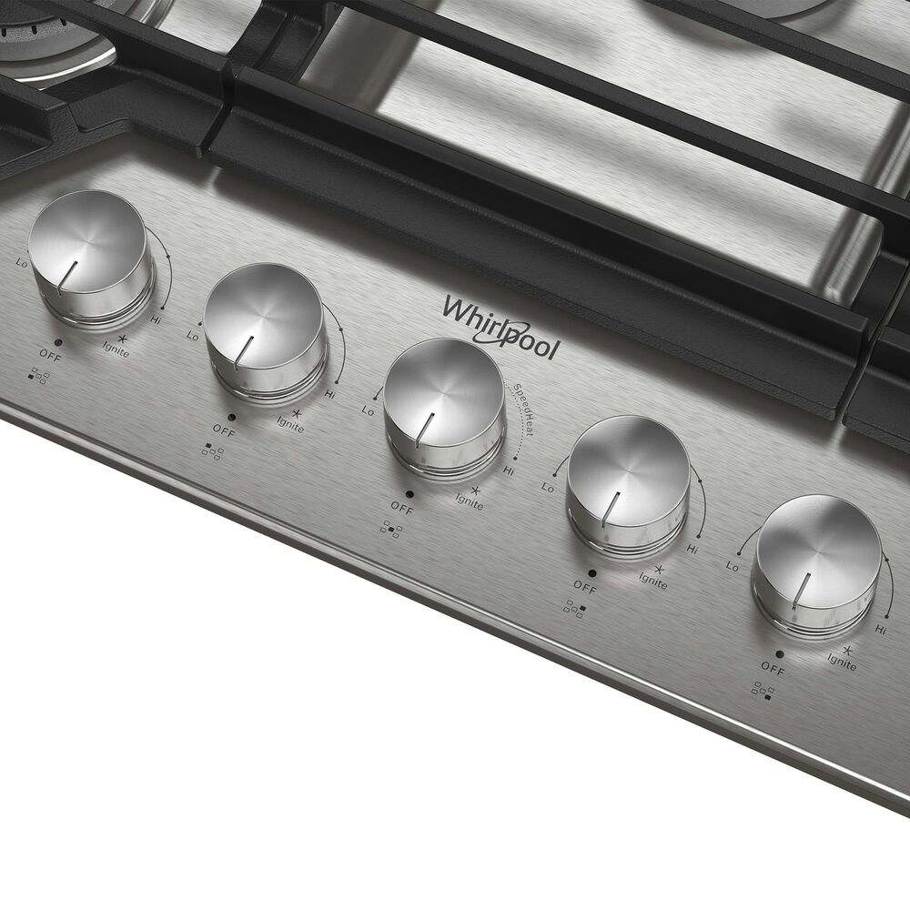 Whirlpool 36&quot; Gas Cooktop with Dishwasher-Safe Knobs in Stainless Steel, , large