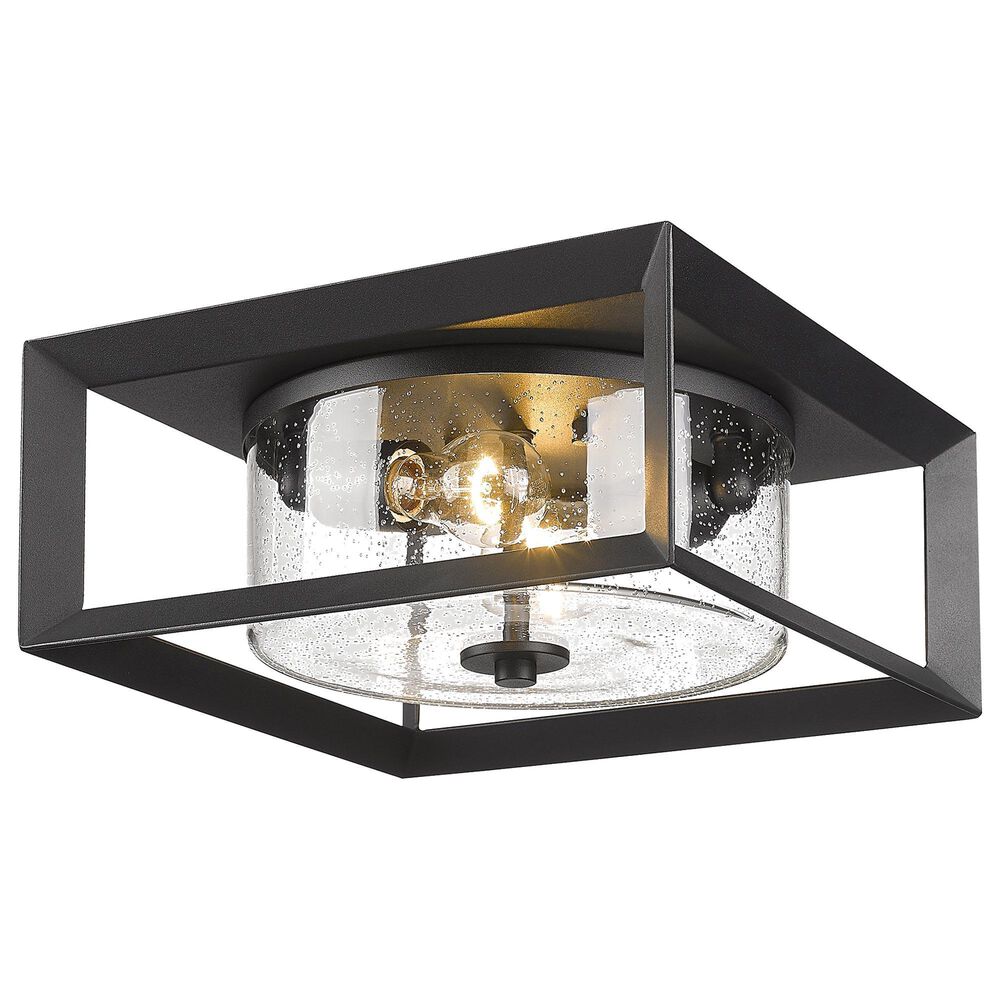 Golden Lighting Smyth 2-Light Outdoor Flush Mount with Seeded Glass Shade in Natural Black, , large