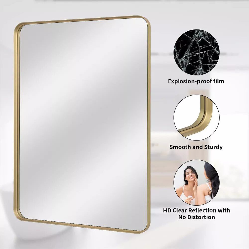 HOMLUX 40" x 30" Rectangular Decorative Wall Mirror in Gold, , large
