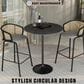 Leisuremod Verve 36" Round Bar Height Dining Table with Sintered Stone Top in Black - Table Only, , large