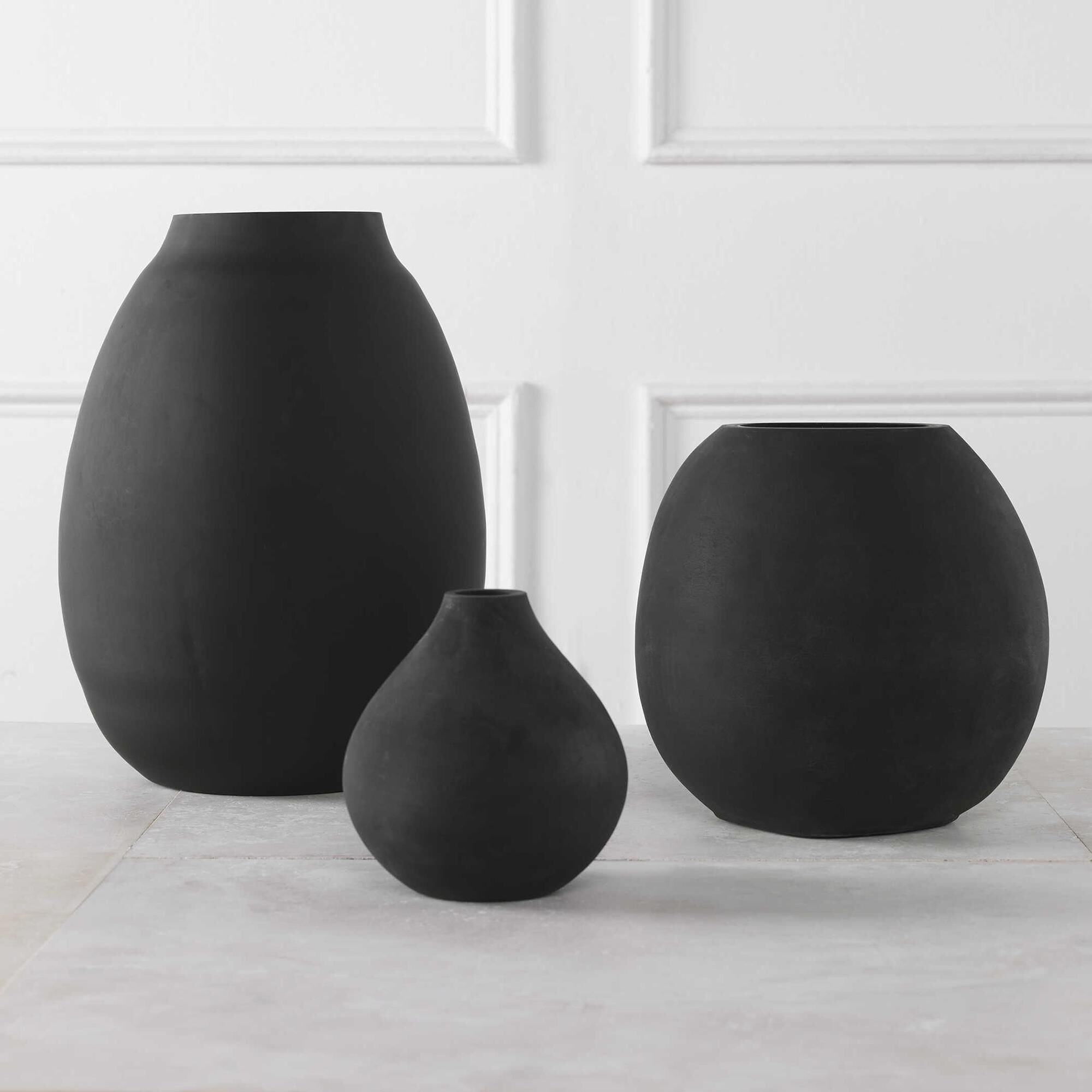 Uttermost Hearth Vase in Black (Set of 3)