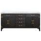 Lexora Home Laurel 72" Double Bathroom Vanity in Black Oak with White Cultured Marble Top and Rectangular Sinks, , large