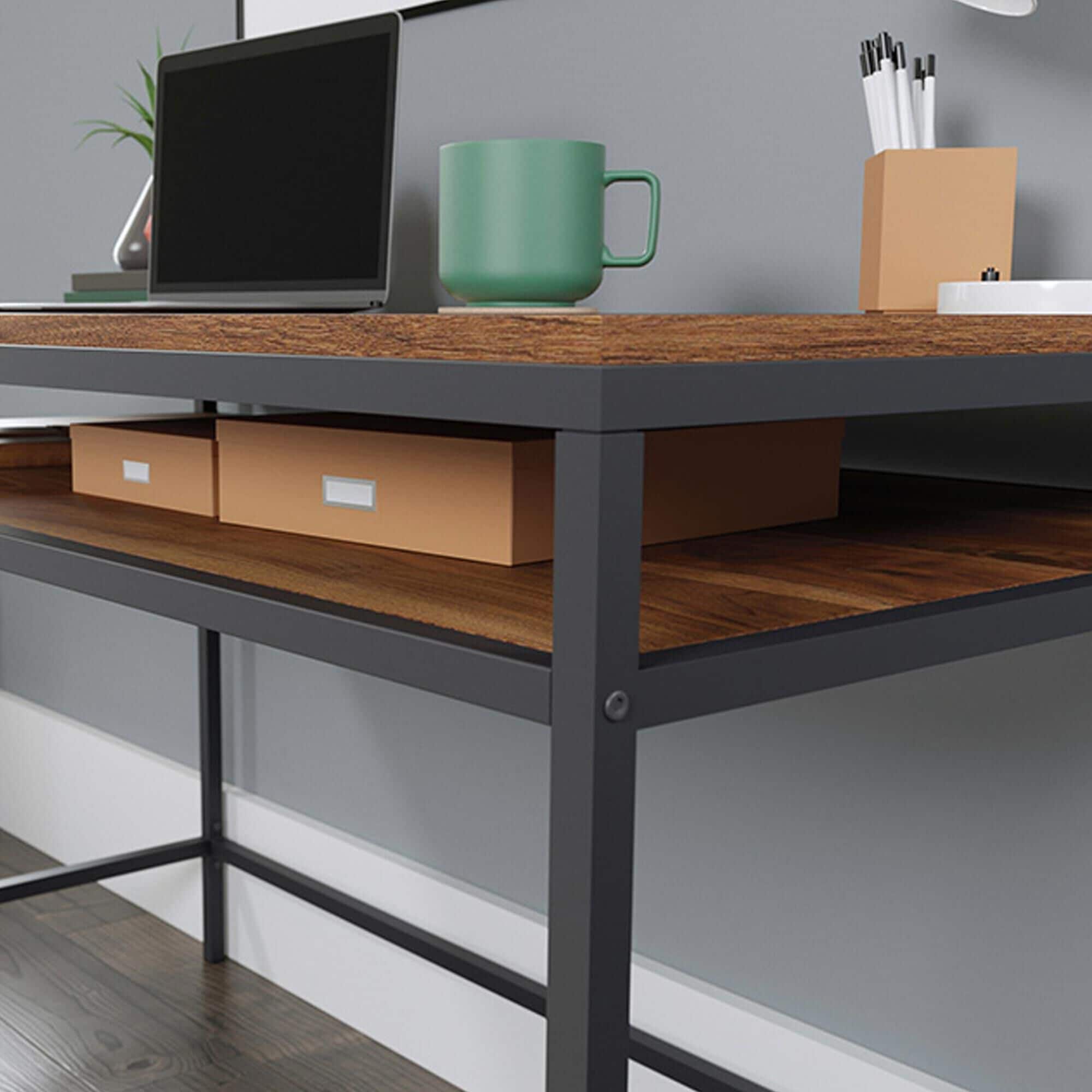 Sauder Nova Loft Writing Desk in Grand Walnut and Black