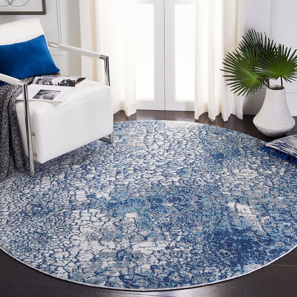 Safavieh Aston ASN706 6&#39;7&quot; Round Navy and Gray Area Rug, , large