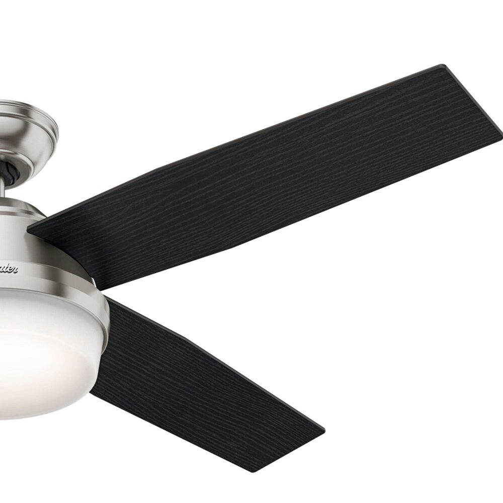 Hunter Dempsey 52" Ceiling Fan with Light in Brushed Nickel with Black Blades, , large