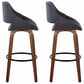 LumiSource Fabrico 30" Swivel Fixed-Height Bar Stool with Charcoal Fabric Upholstery in Black and Walnut (Set of 2), , large