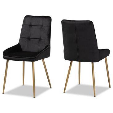 Baxton Studio Gavino Dining Chair in Black/Gold (Set of 2), , large