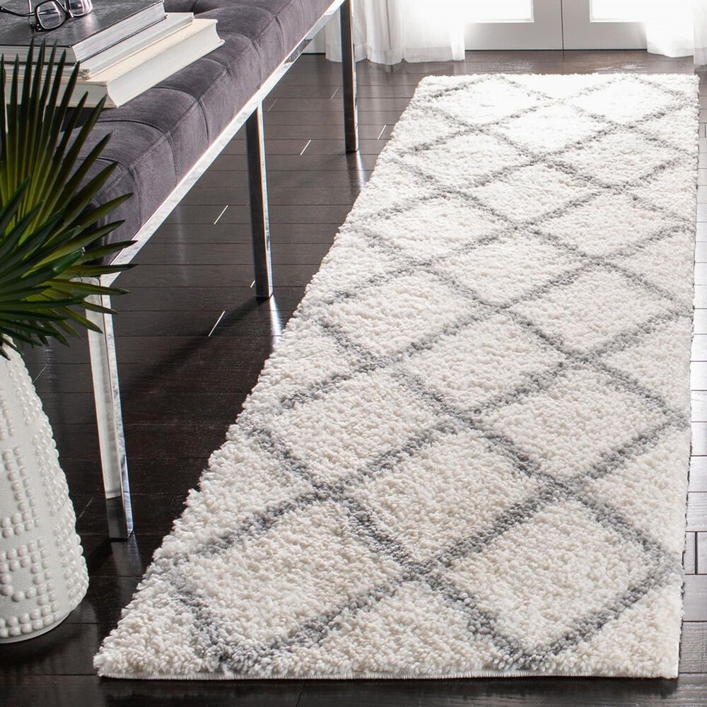 Safavieh Parma Shag PMA521A 2&#39;3&quot; x 11&#39; Cream and Grey Runner, , large