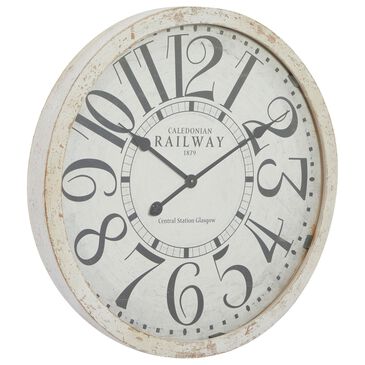 Maple and Jade 24" Round Wall Clock in Distressed White, , large