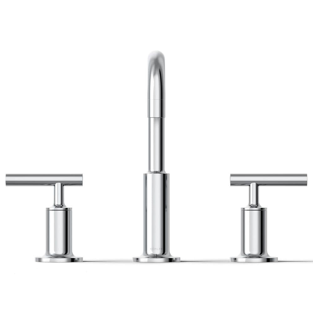 Kohler Purist Widespread Bathroom Sink Faucet with Lever Handles and High Gooseneck Spout in Polished Chrome, , large