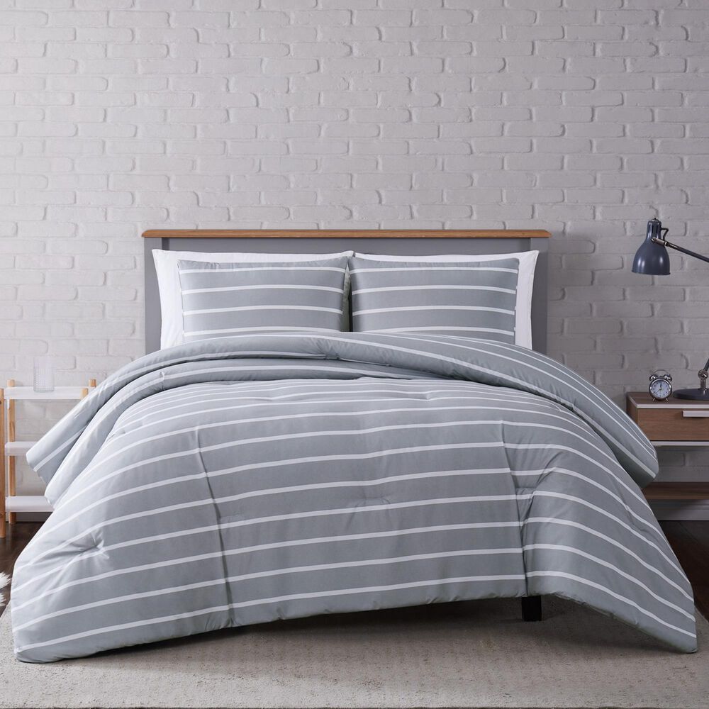 Pem America Truly Soft Maddow 3-Piece Full/Queen Comforter Set in Grey, , large