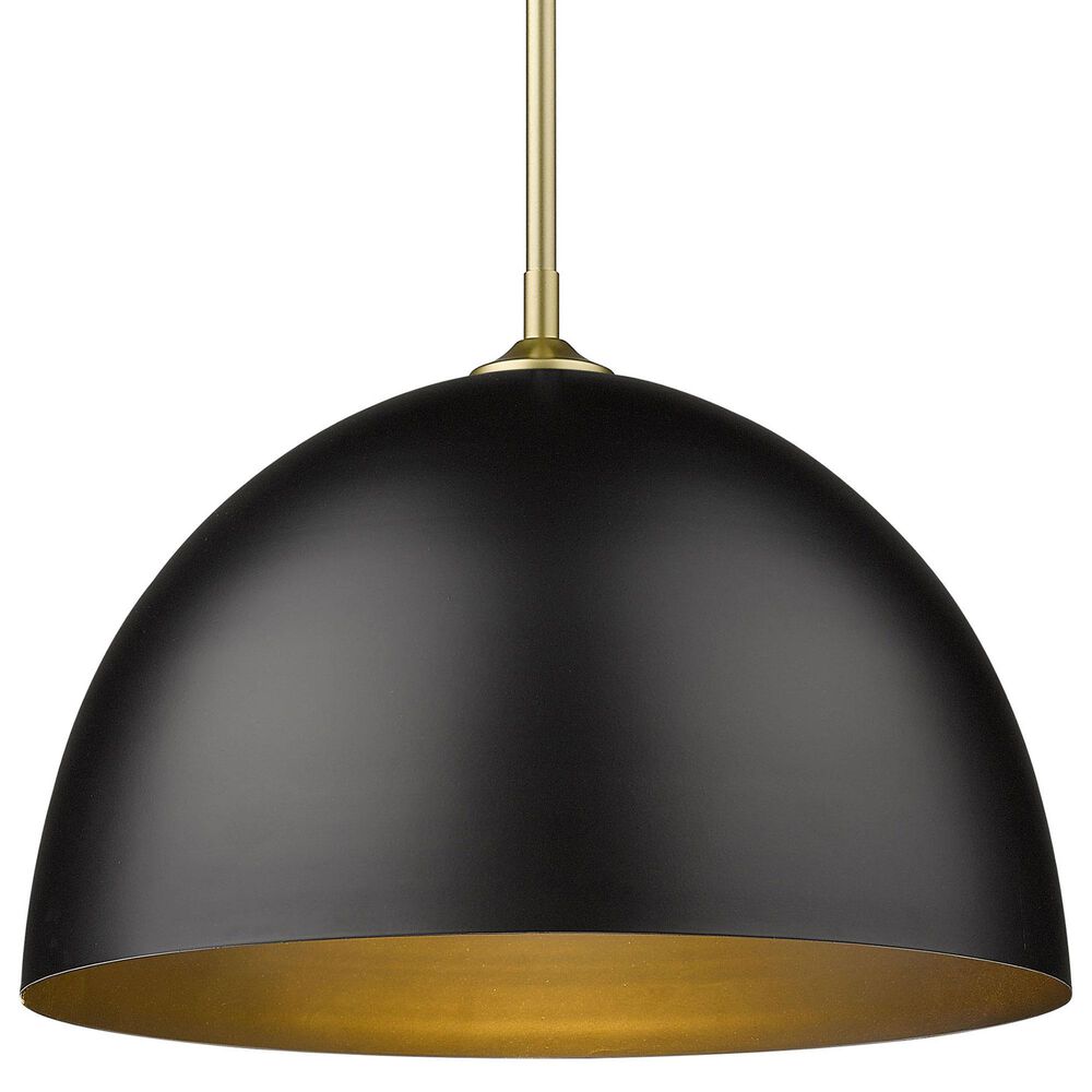 Golden Lighting Zoey 1-Light Large Pendant with Matte Black Shade in Olympic Gold, , large