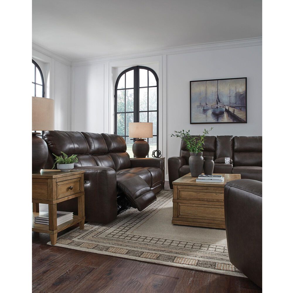 Ashley Crossplex Power Recliner Sofa with Adjustable Headrest in Smoke, , large