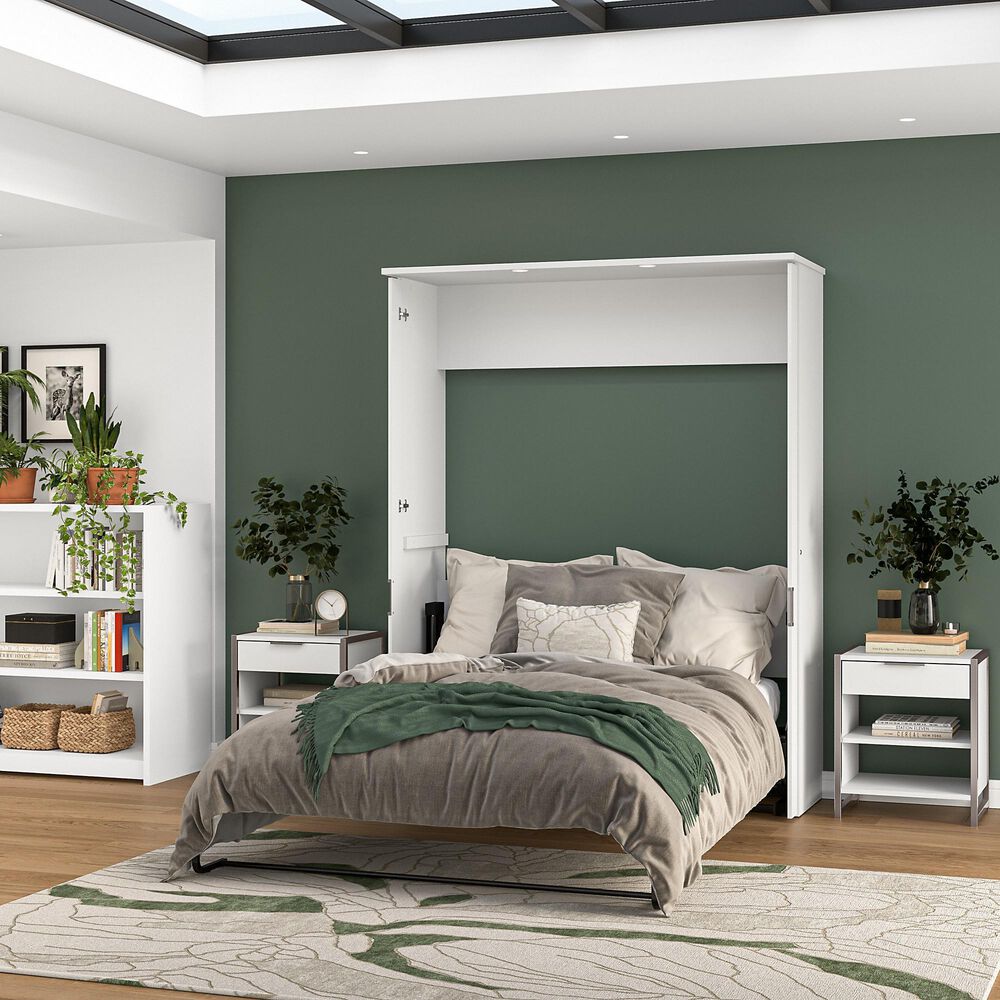 Bestar Lumina Queen Wall Bed in White, , large