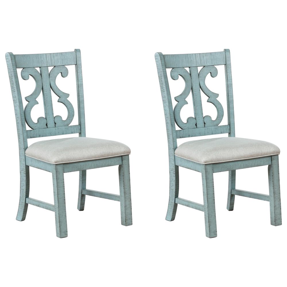 Furniture of America Gross Dining Chair in Antique Light Blue (Set of 2), , large