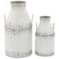 Maple and Jade 2-Piece Decorative Vase Set with Curved Handles in Galvanized White and Silver, , large