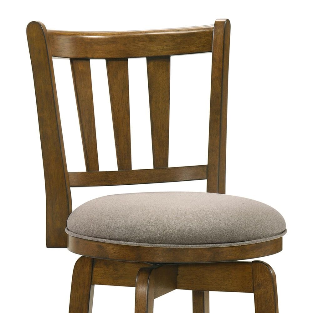 Armen Living Wren Swivel Counter Height Stool with Static Gray Upholstery in Sepia Brown, , large