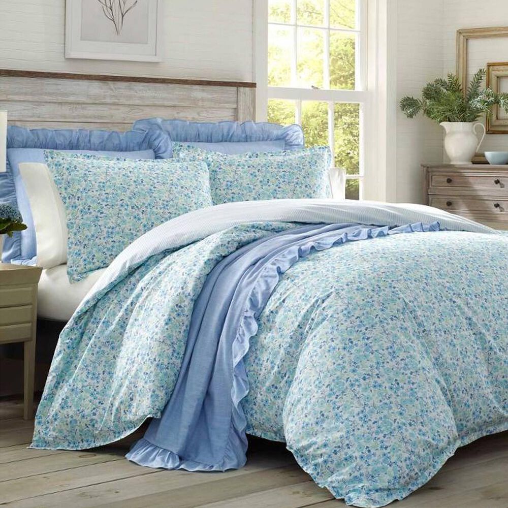 Revman Jaynie Wintergreen 2-Piece Twin Duvet Set in Pastel Blue, Aqua and White, , large