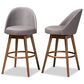 Baxton Studio Carra Swivel Bar Stool with Grey Cushion in Walnut (Set of 2), , large