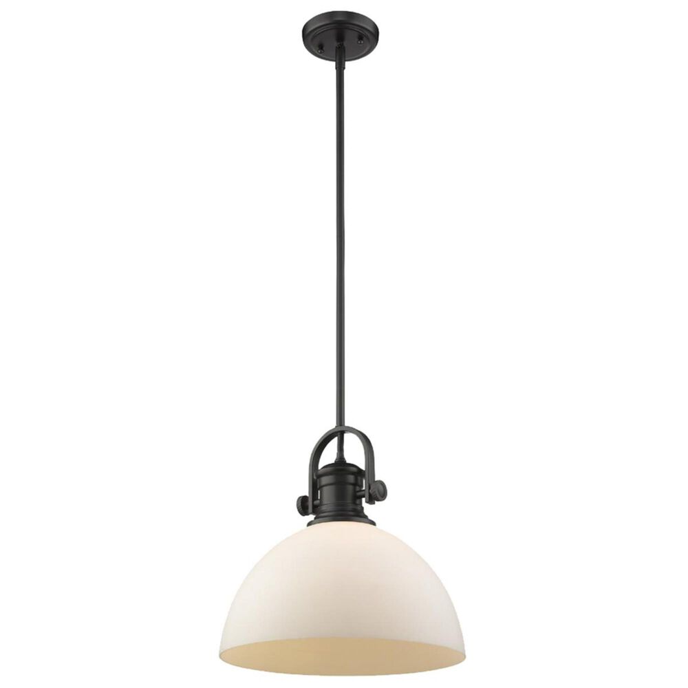 Golden Lighting Hines 1-Light Pendant in Black with Opal Glass, , large
