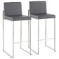 Lumisource Fuji Stackable Barstool with Grey Faux Leather Cushion in Stainless Steel (Set of 2), , large