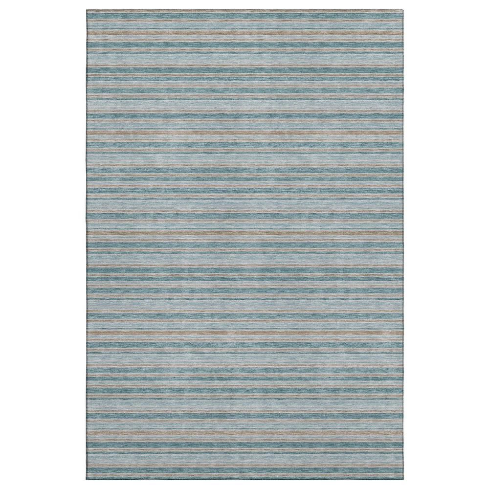 Dalyn Rug Company Soft Essentials Striped Teal 9" x 12" Indoor/Outdoor Area Rug, , large