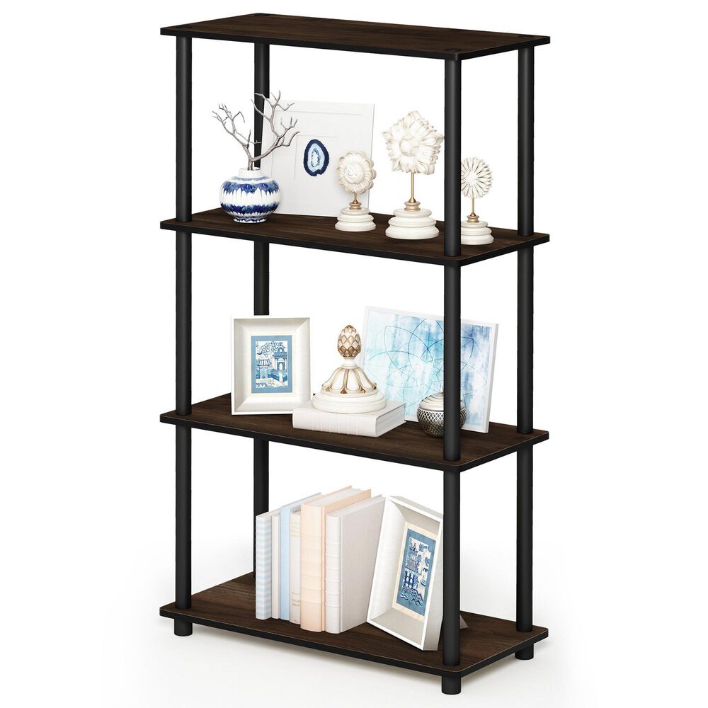 HOMLUX Turn-N-Tube 4-Tier Multipurpose Shelf Display Rack in Columbia Walnut and Black, , large