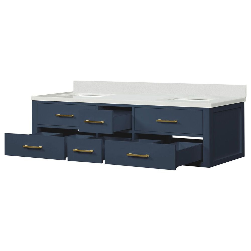Lexora Home Castor 72&quot; Double Bathroom Vanity in Blue with 2 cm White Quartz Top and Rectangular Sinks, , large