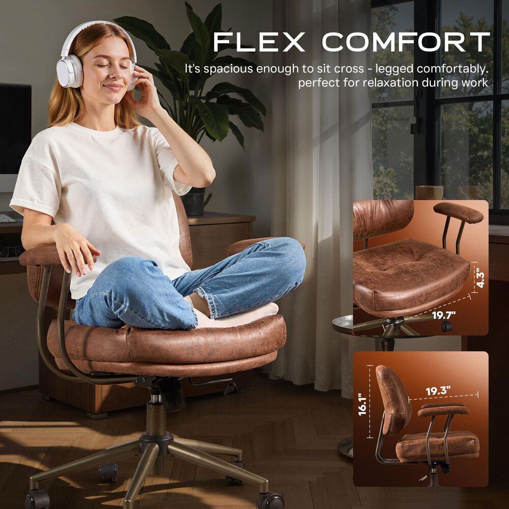 HOMLUX Executive Office Chair with Suede Fabric Cushion in Dark Brown, , large