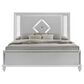 New Heritage Design Stardust Queen Panel Bed in White and Silver, , large