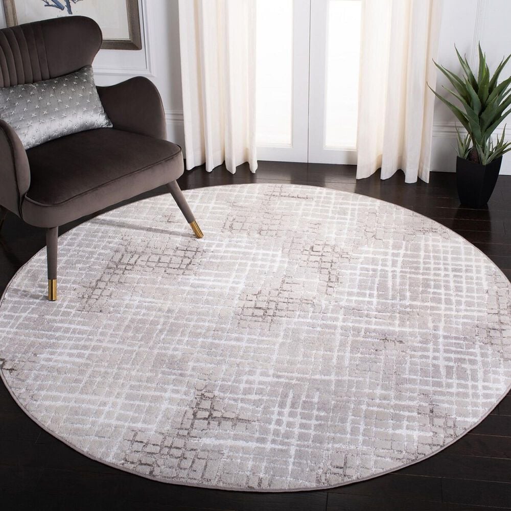 Safavieh Orchard Geometric 6&#39;7&quot; Round Grey and Light Grey Area Rug, , large