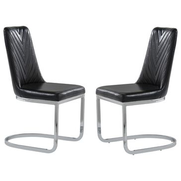 Global Furniture USA Dining Chair in Black Faux Leather (Set of 2), , large