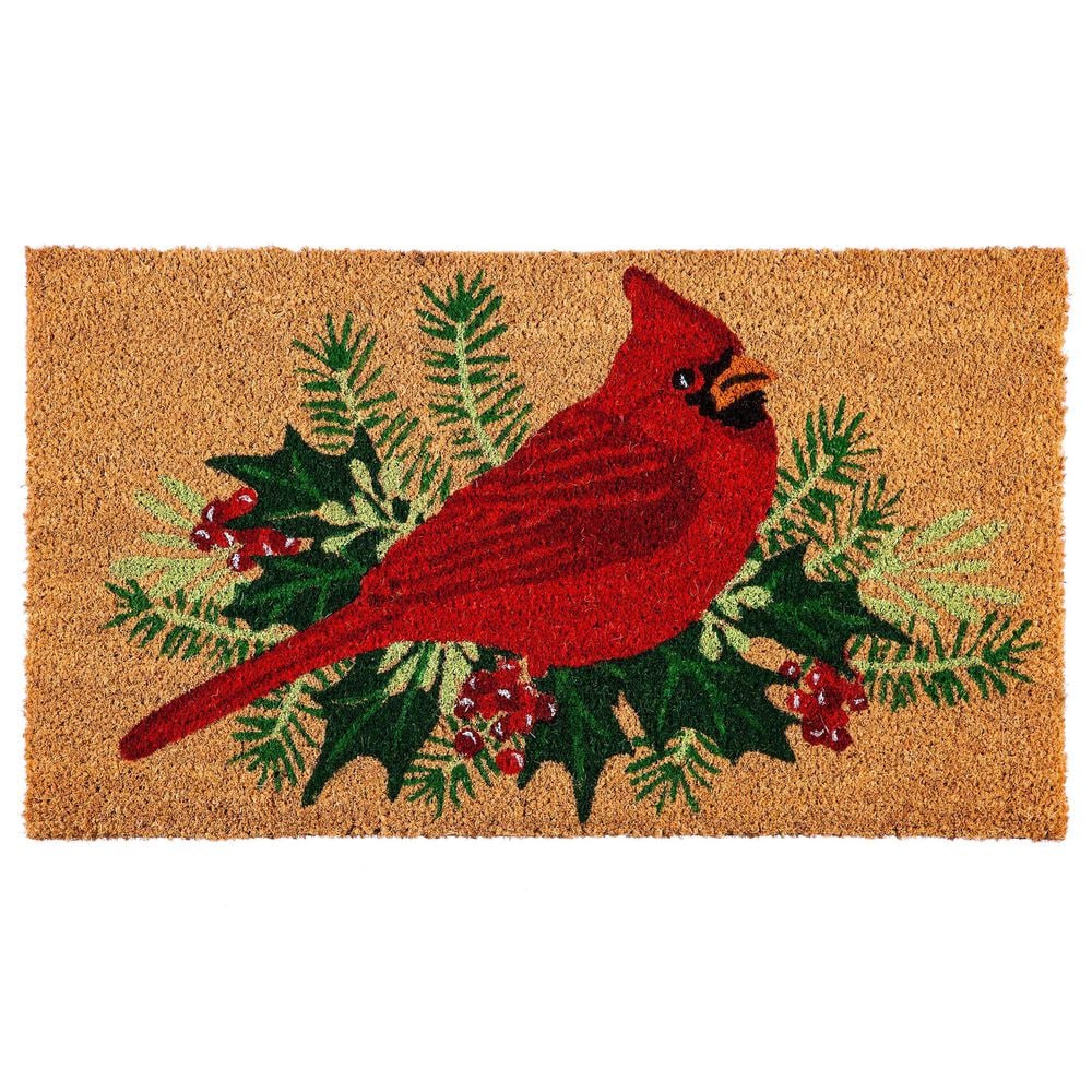 Evergreen Winter Cardinal 1"4" x 2"4" Multicolor Door Mat, , large