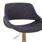 LumiSource Fabrico Swivel Adjustable Bar Stool with Charcoal Noise Fabric Upholstery and Rounded T Footrest in Gold (Set of 2), , large