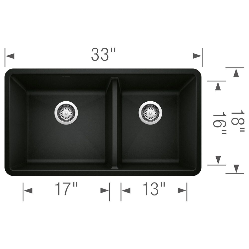 Blanco Precis 1-3/4 Double Sink in Coal Black, , large