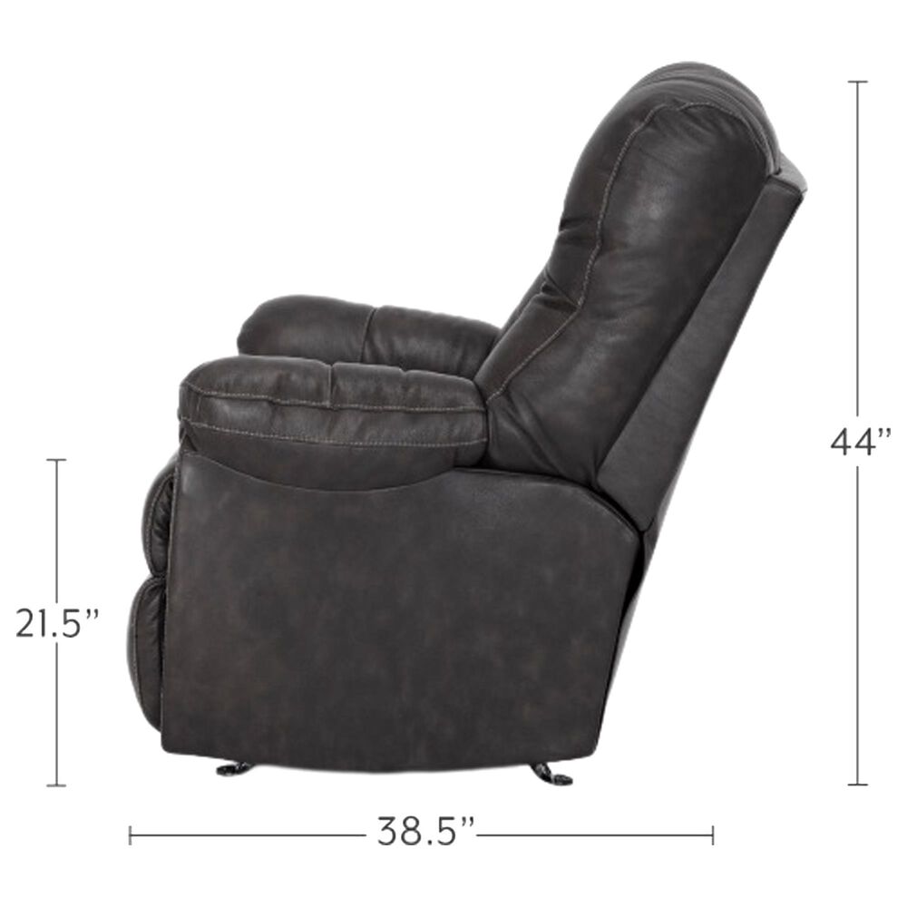 Moore Furniture Connery Manual Leather Rocker Recliner in Blaze Bourbon, , large